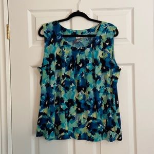 Jones Studio Blue and Green Floral Blouse